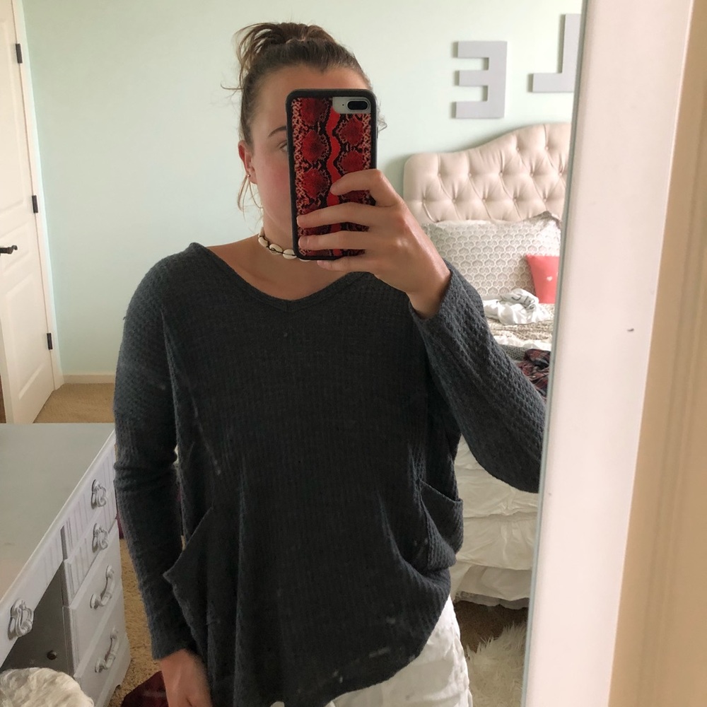Grey sweater top